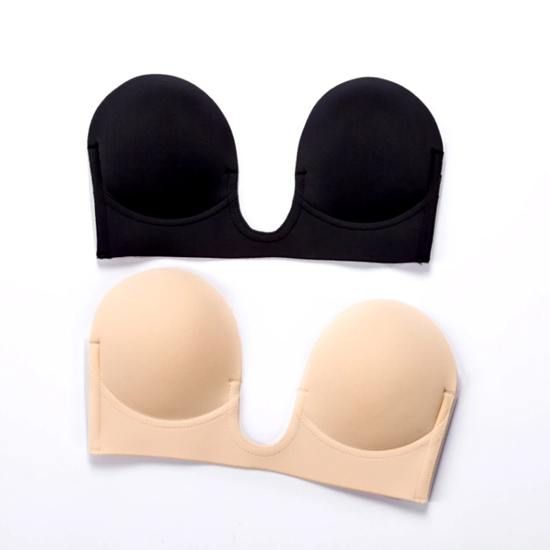 Push Up Adhesive Silicone Bra Deep U-Shaped Backless Invisible Bra