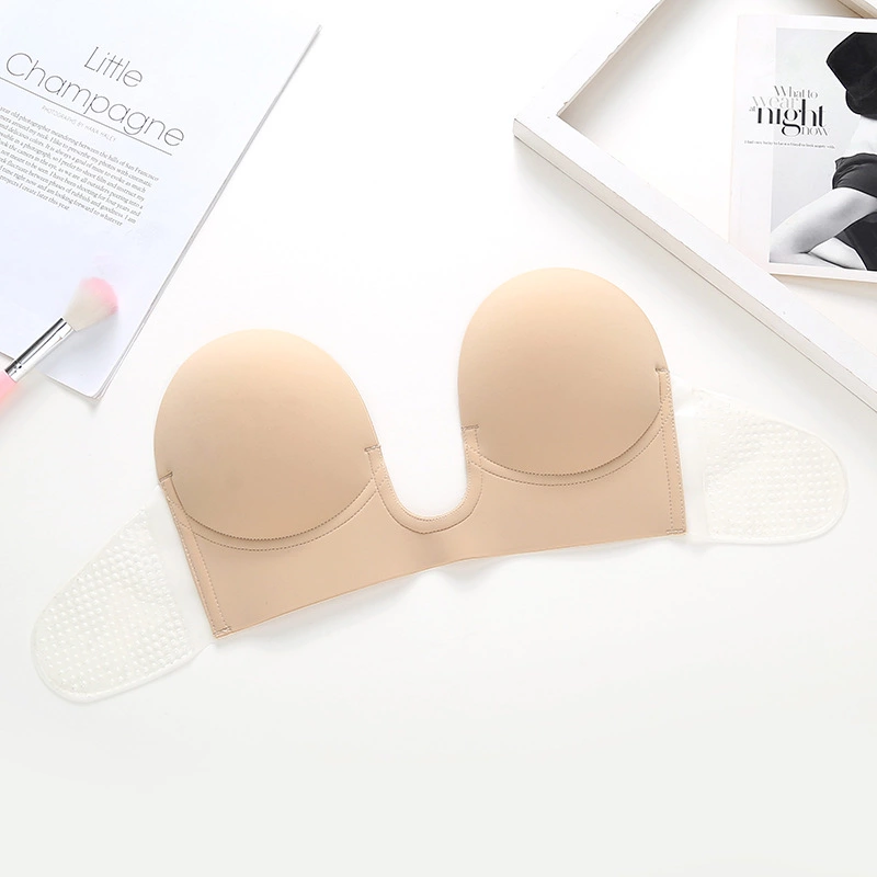 Push Up Adhesive Silicone Bra Deep U-Shaped Backless Invisible Bra