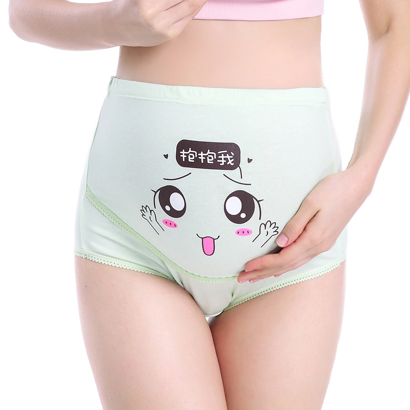 LIDUO  Cute cotton maternity panties high waist support briefs adjustable button underwear for pregnant women