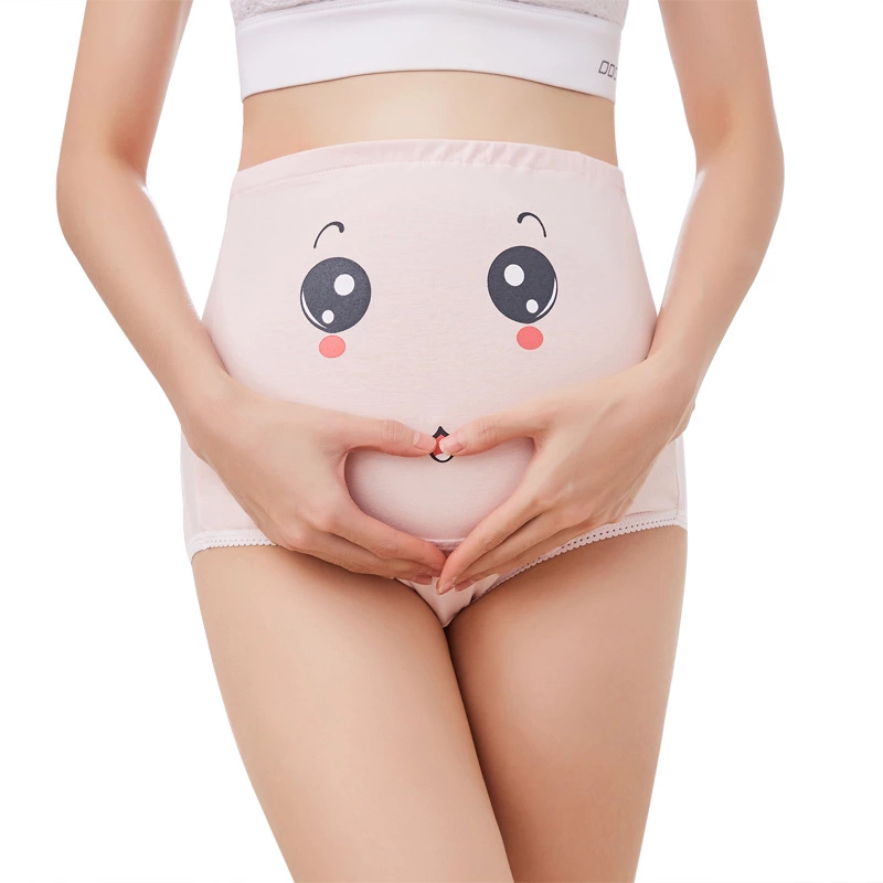 LIDUO  Cute cotton maternity panties high waist support briefs adjustable button underwear for pregnant women