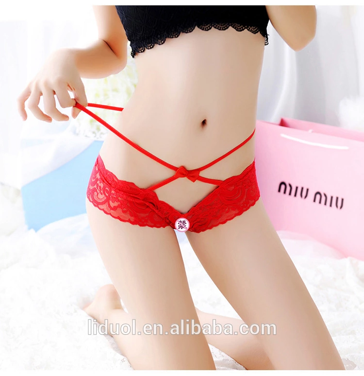 Sexy openwork transparent ladies open panties Lace temptation panties female low waist cute triangle bottoms