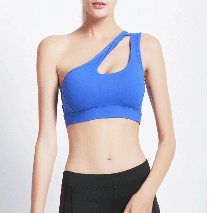 LIDUO-YDWX004  Factory wholesale Custom Fitness Yoga Wear Private logo Label one shoulder Yoga Bra Women Sports Bra top