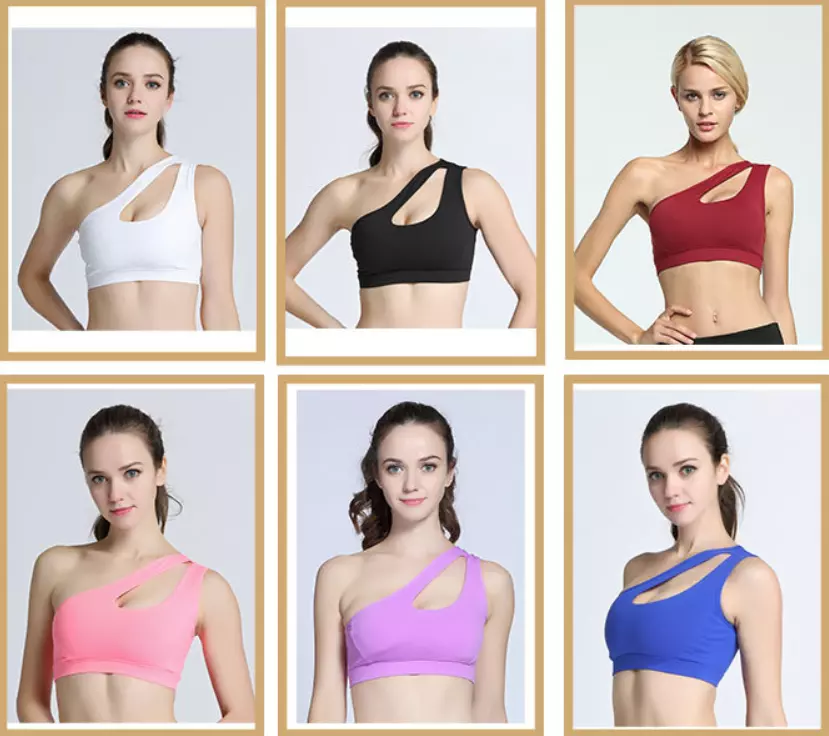 LIDUO-YDWX004  Factory wholesale Custom Fitness Yoga Wear Private logo Label one shoulder Yoga Bra Women Sports Bra top