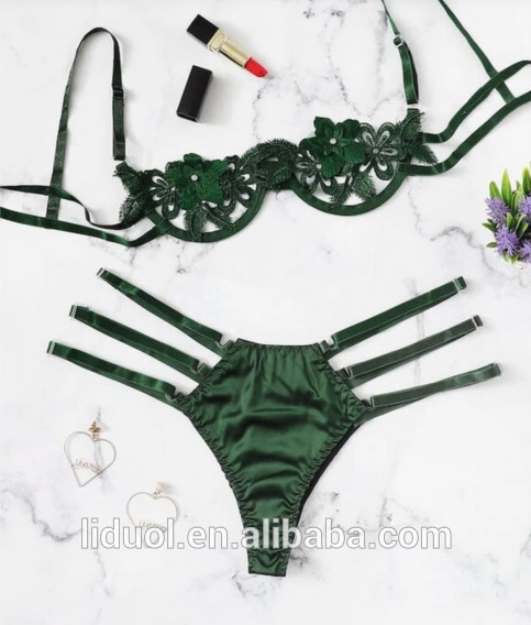 YY013  Summer New Sexy  Set Lace Flower Unpadded Bra Sets Wireless Bra + Panty Underwear Babydoll Sexy Female Floral bra