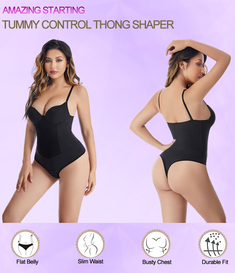 Women High Waist Thong Shaper Tummy Control Slimming Shapewear Butt Lifter Plus Size T-Back Seamless Anti-Slip Silicone Waist
