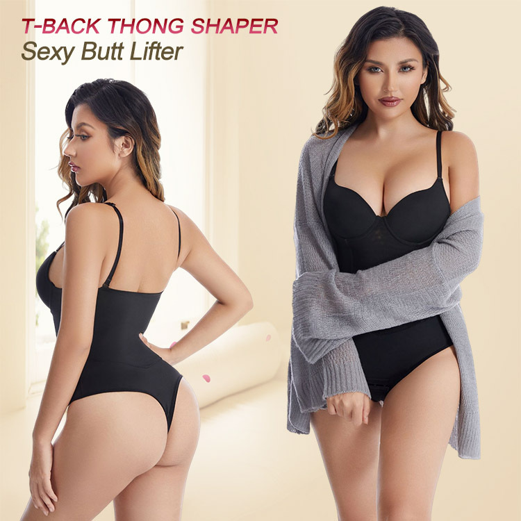 Women High Waist Thong Shaper Tummy Control Slimming Shapewear Butt Lifter Plus Size T-Back Seamless Anti-Slip Silicone Waist