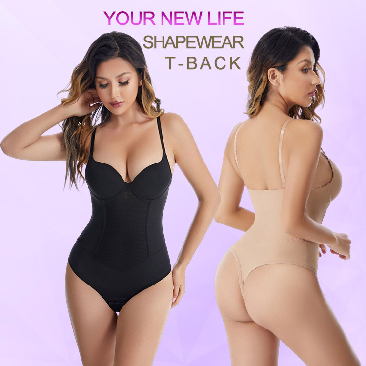 Women High Waist Thong Shaper Tummy Control Slimming Shapewear Butt Lifter Plus Size T-Back Seamless Anti-Slip Silicone Waist