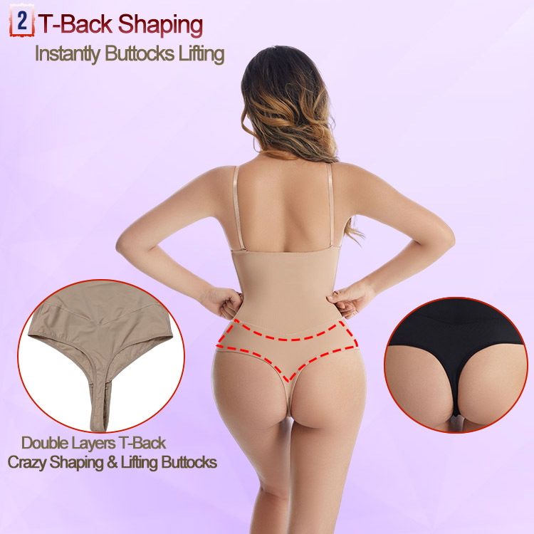 Women High Waist Thong Shaper Tummy Control Slimming Shapewear Butt Lifter Plus Size T-Back Seamless Anti-Slip Silicone Waist