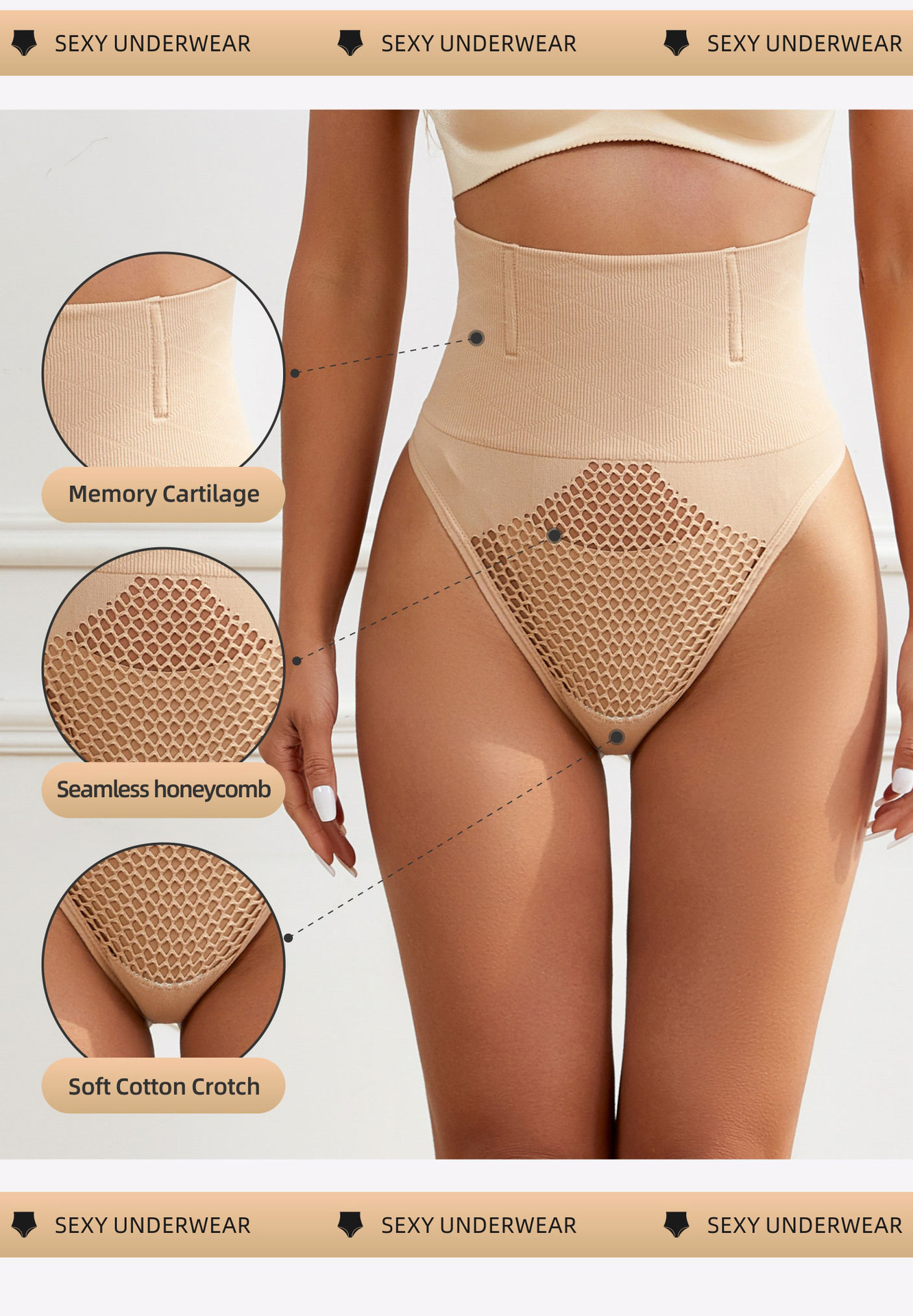 High Quality Shaping Butt Lifter Panties Lift Shaper High Waist Thong G-string Tummy Control Brief Slim Panties