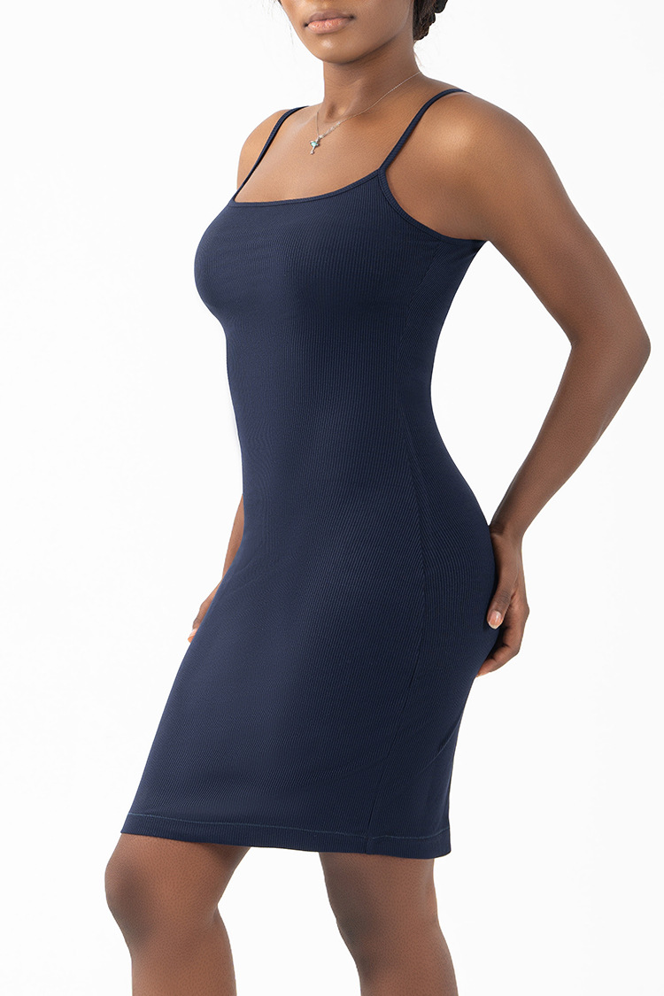 Built in Shapewear Dress Body Shaper Under Dress One Piece Full Slip Tummy Control Knee Length Skirt Dresses Shapewear for Women