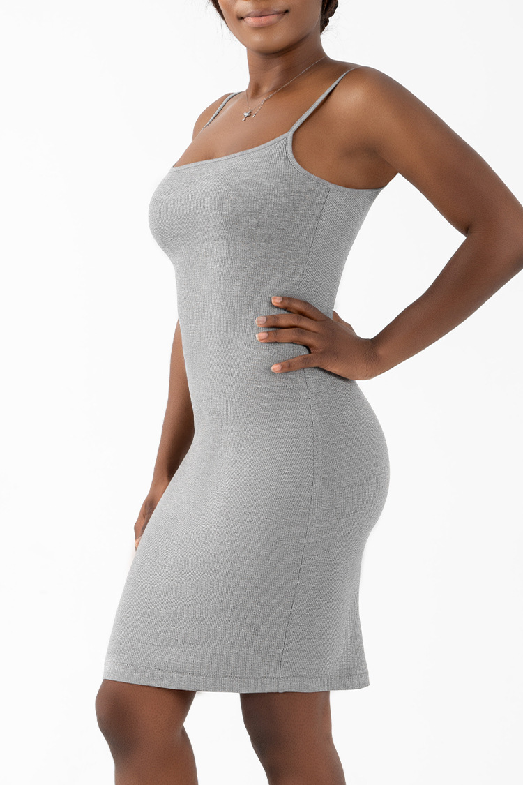 Built in Shapewear Dress Body Shaper Under Dress One Piece Full Slip Tummy Control Knee Length Skirt Dresses Shapewear for Women