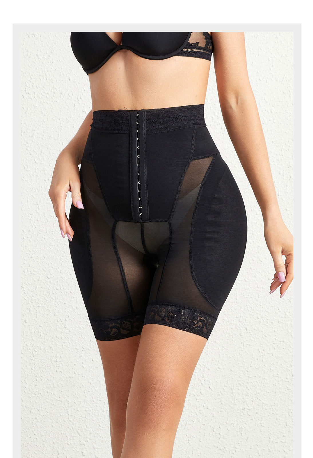 Breasted Mesh Lace Waist Body Shaping Abdominal Girdling ButtLift Plump Hip Pads Shapewear