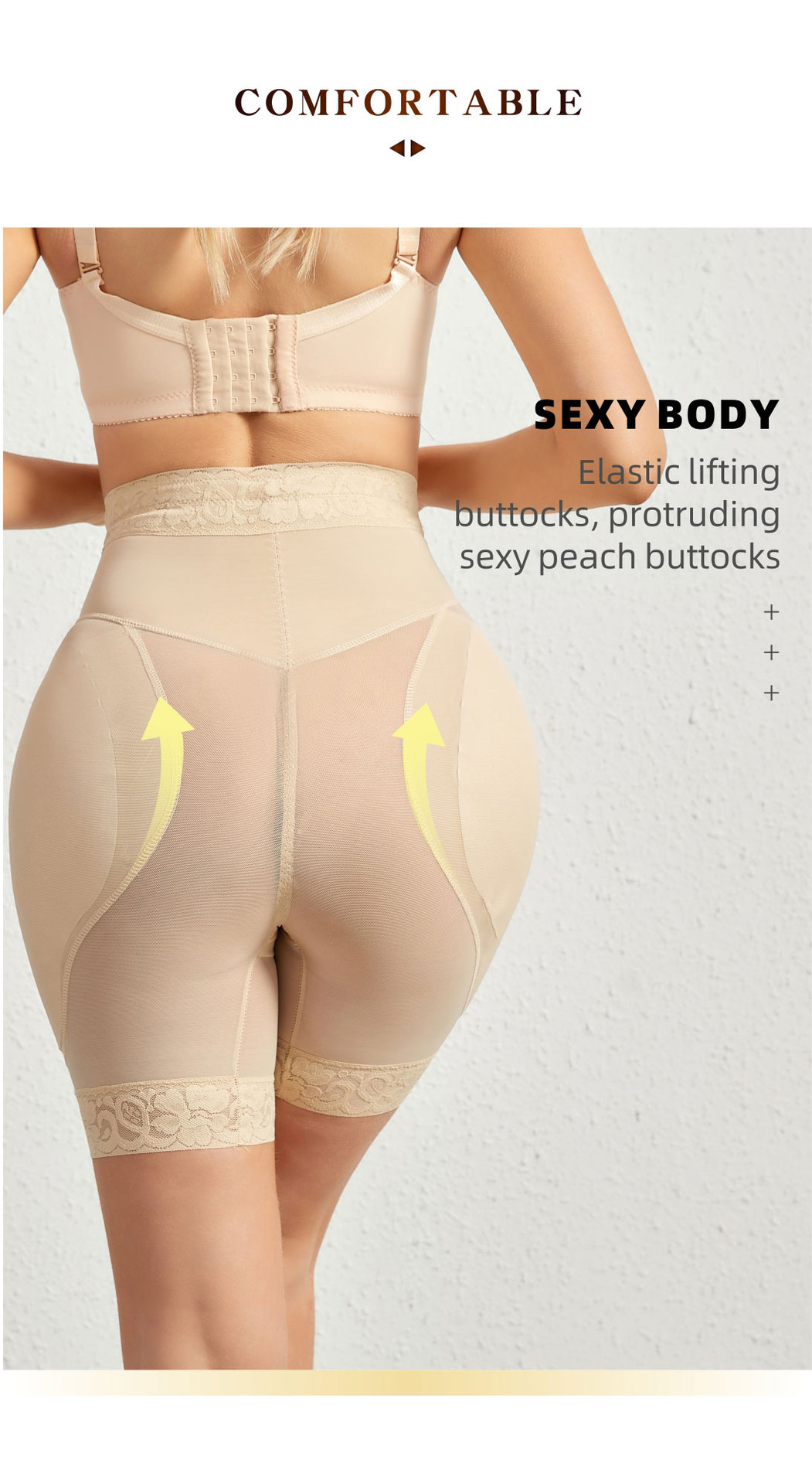Breasted Mesh Lace Waist Body Shaping Abdominal Girdling ButtLift Plump Hip Pads Shapewear