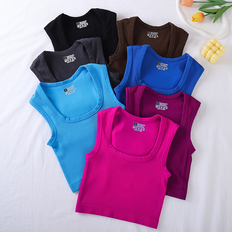 High Quality 95% Cotton 5% Spandex Basic Crop Tank Tops Sleeveless Crop Top for Women
