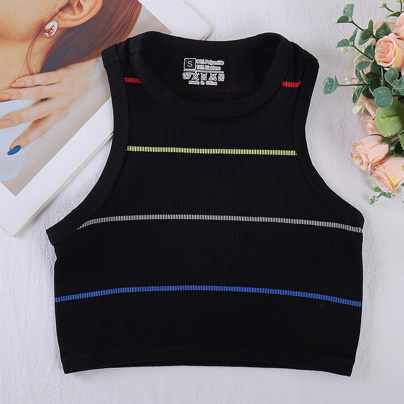 High Quality 95% Cotton 5% Spandex Crew Neck Women Sleeveless Crop Tank Top