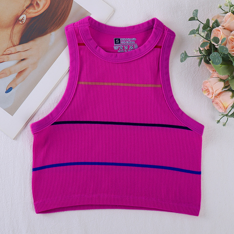 High Quality 95% Cotton 5% Spandex Crew Neck Women Sleeveless Crop Tank Top