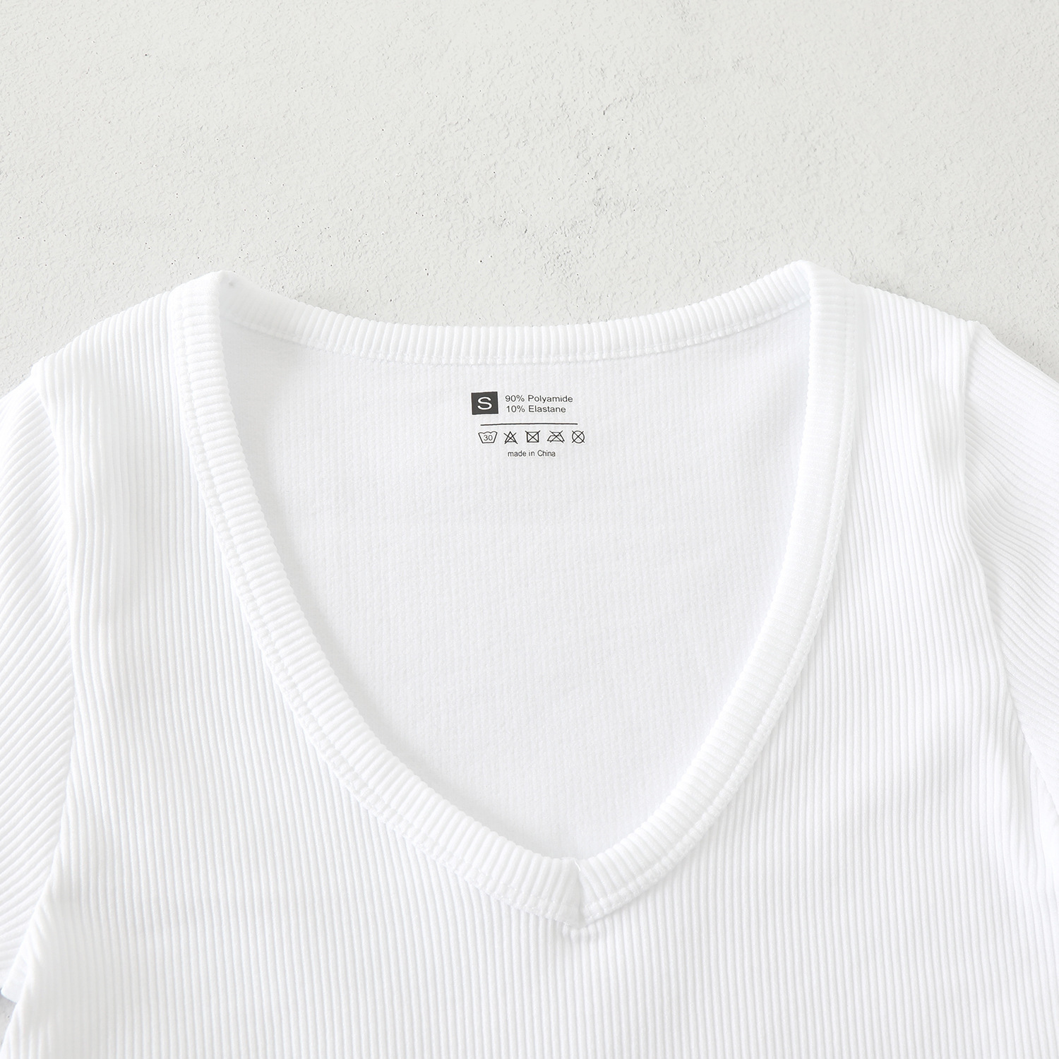 Cropped Women's Solid T-shirt Tank Top Seamless Streetwear Stretch Rib Knit Short Sleeve V-neck Casual Tank Top Women