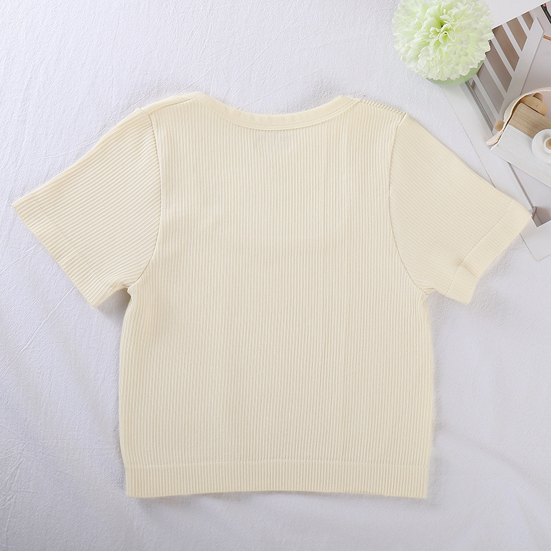 Custom Summer Women Stretch Crop Top Tight High Waist American Hot Girl Slim Fit Short Sleeve T-shirt Women's Crop Top
