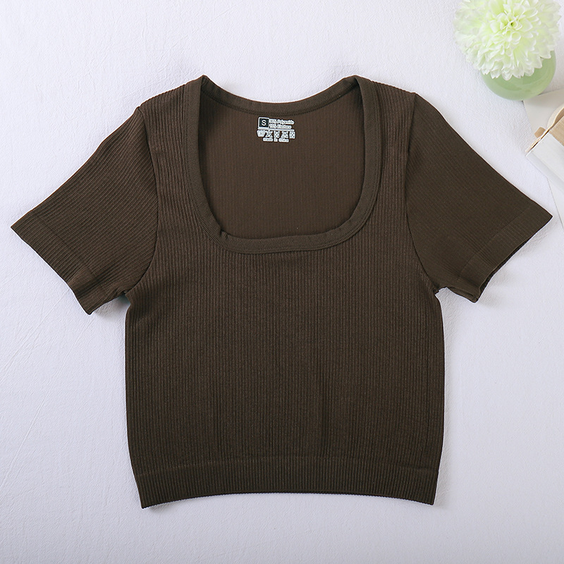 Custom Summer Women Stretch Crop Top Tight High Waist American Hot Girl Slim Fit Short Sleeve T-shirt Women's Crop Top